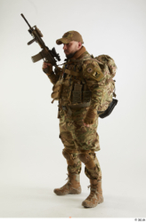 Whole Body Weapons-Rifle Man Pose with machine rifle White Army Athletic Studio photo references